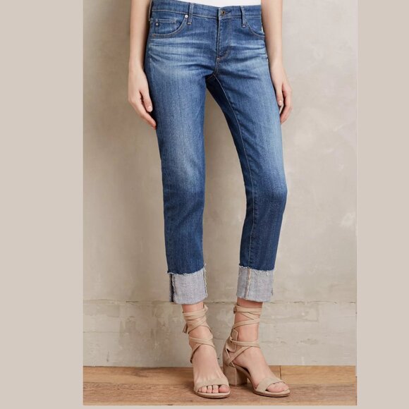 AG Adriano Goldschmied Stevie Low-Rise Cuff Crop Capri Ambit Wash Jeans Pants 2 - Picture 2 of 10